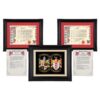 Double Embroidery Set – Custom hand-stitched double coat of arms with gold bullion thread and French silk, framed with two family histories and explanations.