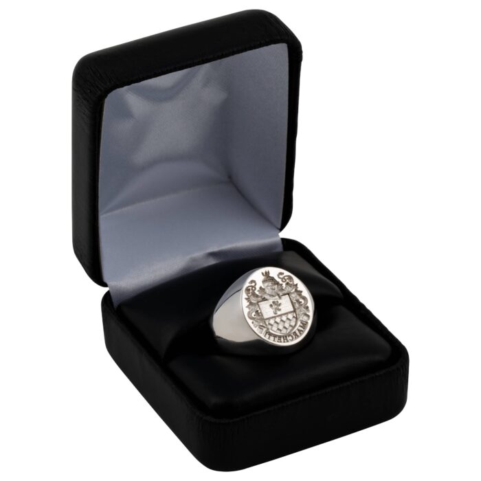 Sterling Silver Family Coat of Arms Ring Set – Personalized signet rings with your family crest expertly engraved by hand for a unique touch.